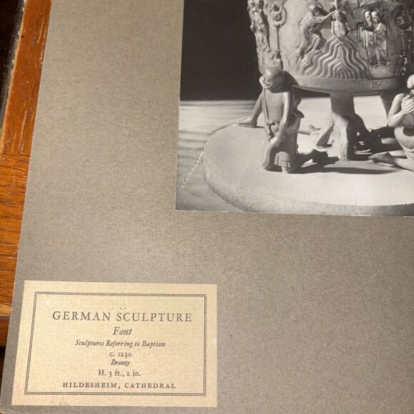 Vintage Mounted German Sculpture Photo: Font at Hildesheim Cathedral Church - Picture 2 of 5